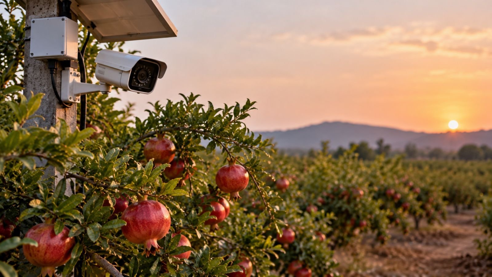 to-protect-pomegranate-yield,-farmers-use-cctv-shield-–-solar-powered,-with-night-vision